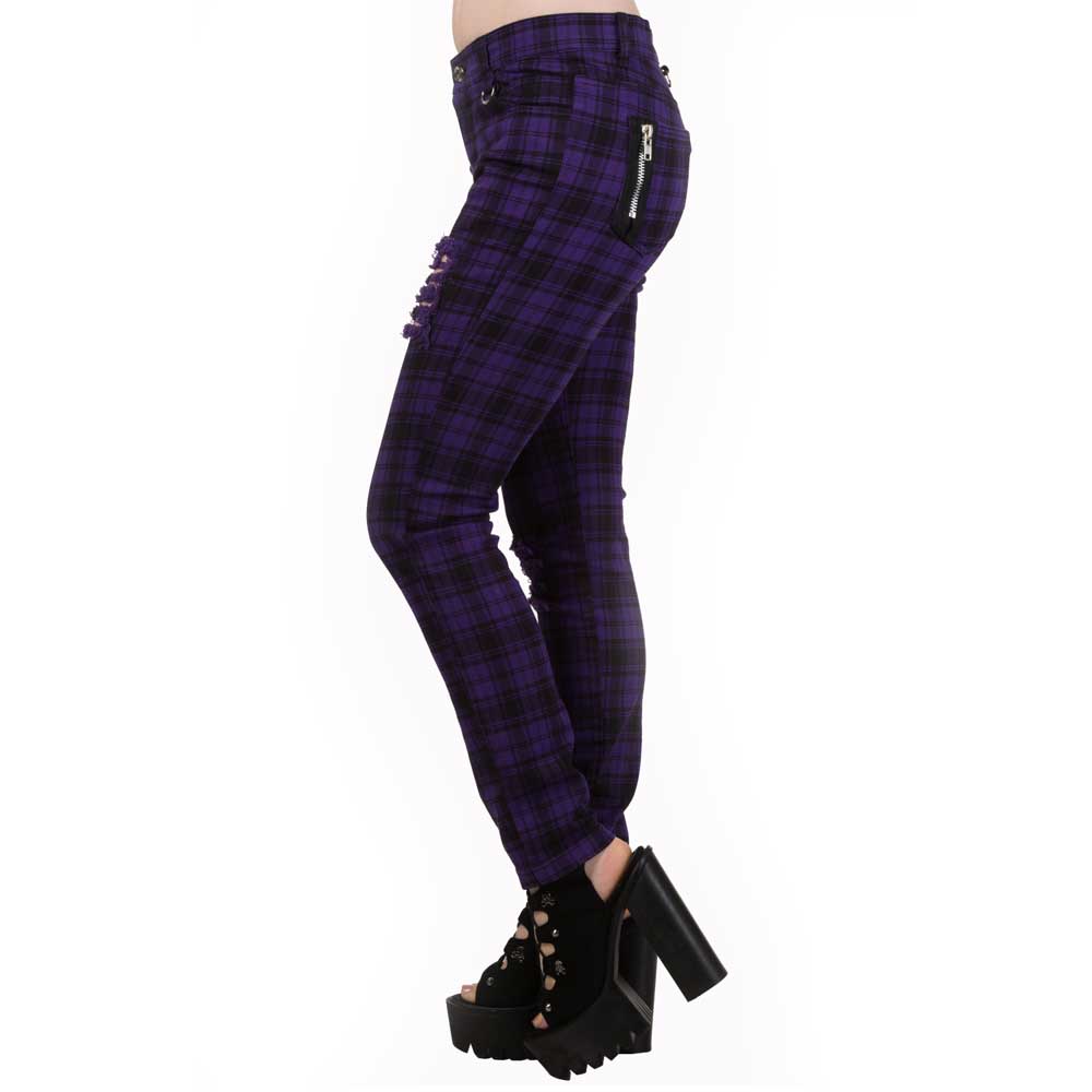 Banned - MOVE ON UP Hose Skinny Fit - Lila/Schwarz